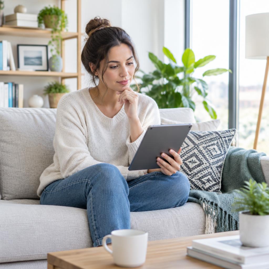 Woman planning a trip on a tablet